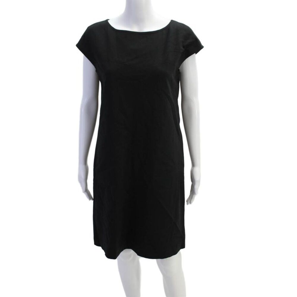 Ryan Roberts Women's Sleeveless Round Neck Mini Shift Dress Black Size L